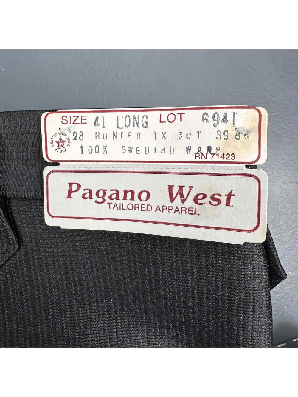 VTG Pagano West Slacks Mens 39 Double Black Striped Side Swedish Warp NWT No Hem - Picture 2 of 9